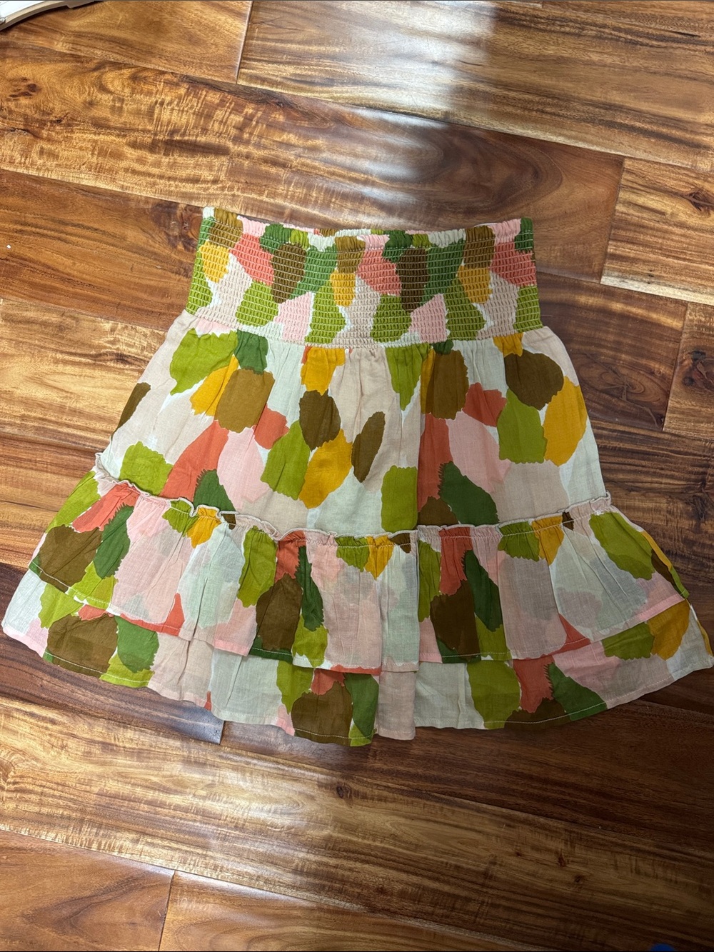 THML Multi-Color Smocked Tiered Mini Skirt